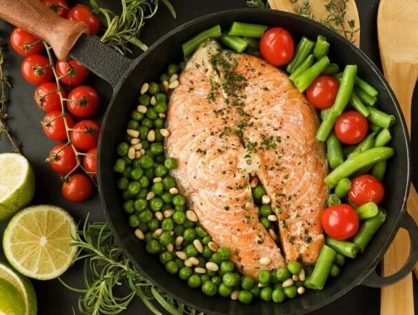 Pesca con verduras