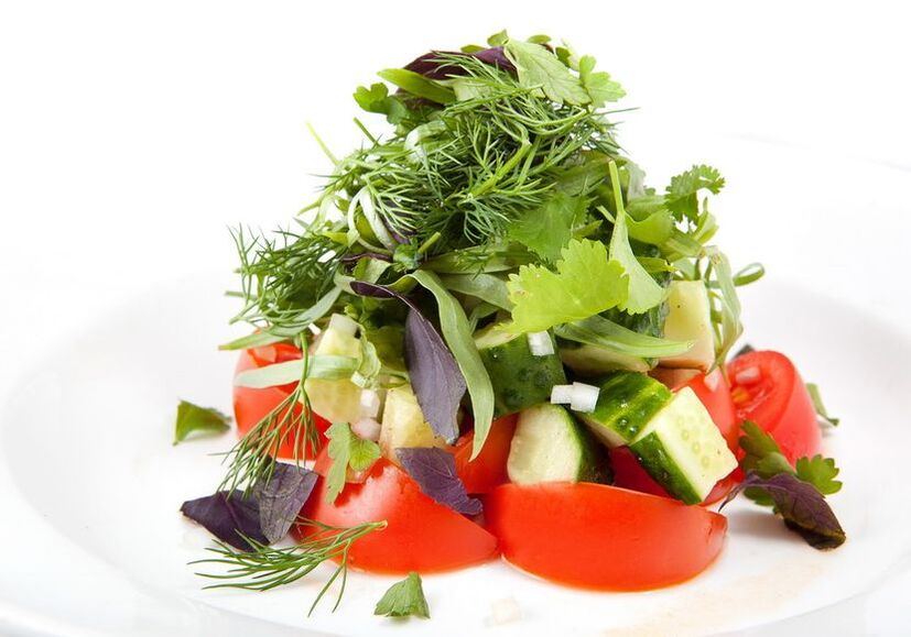 Ensalada de verduras para una dieta hipoalergénica. 